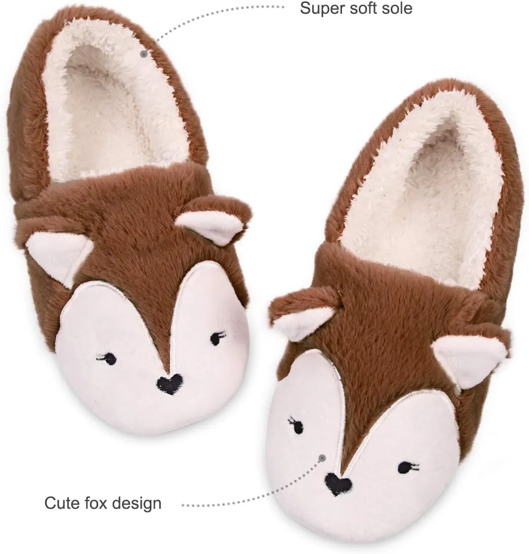 Caramella Bubble Womens Fox Fleece Animal Cozy House Slippers Indoor Outdoor Vacation Slippers for Women