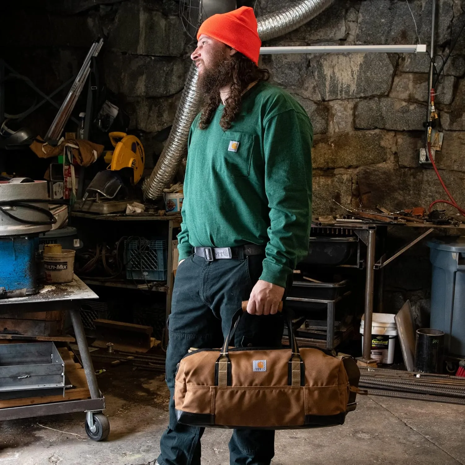 Carhartt Essential Classic Duffel, Heavy-Duty Gear Bag for Jobsite, Gym, & Travel, Brown, 35L