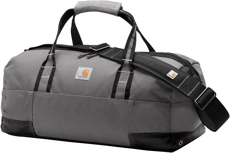 Carhartt Essential Classic Duffel, Heavy-Duty Gear Bag for Jobsite, Gym, & Travel, Grey, 35L,Plastic, Painted, White