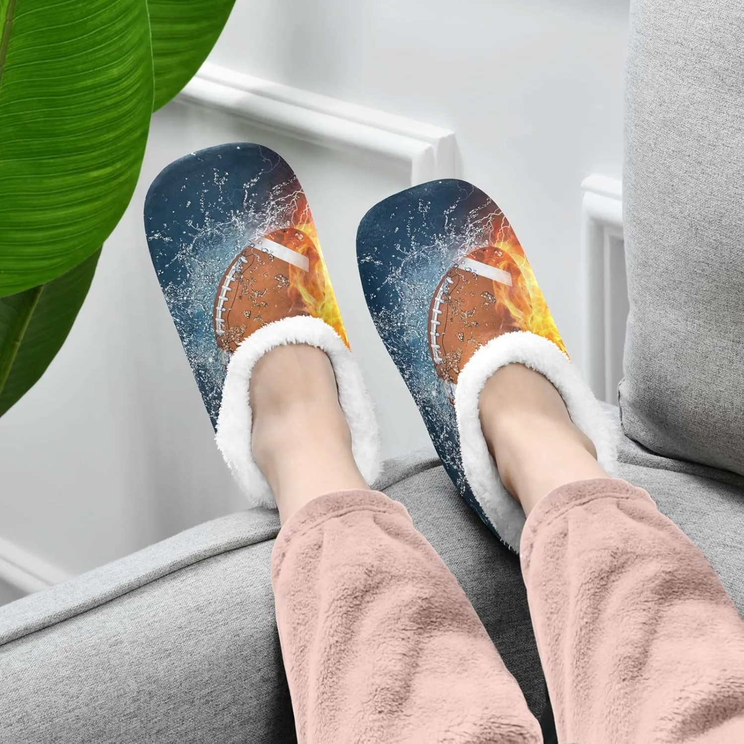 Cartoon Slippers for Women and Men, Womens Coral Fleece Indoor Slippers