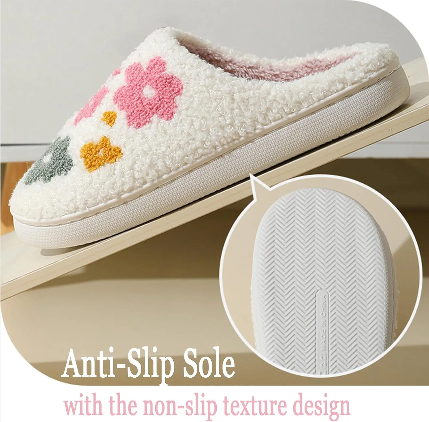 Cartoon Slippers for Women Men, Soft Fluffy Warm Lightweight Non-Slip Cute House Slippers Slip-On Cozy Indoor Outdoor Heart Meet Ne at Night Mushroom Cherry Strawberry Evil Eye Slippers