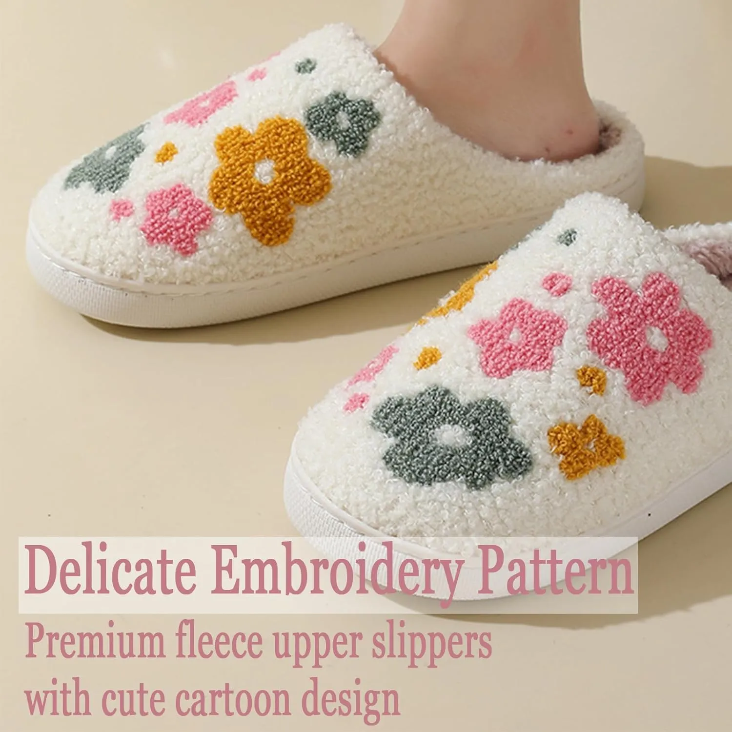 Cartoon Slippers for Women Men, Soft Fluffy Warm Lightweight Non-Slip Cute House Slippers Slip-On Cozy Indoor Outdoor Heart Meet Ne at Night Mushroom Cherry Strawberry Evil Eye Slippers