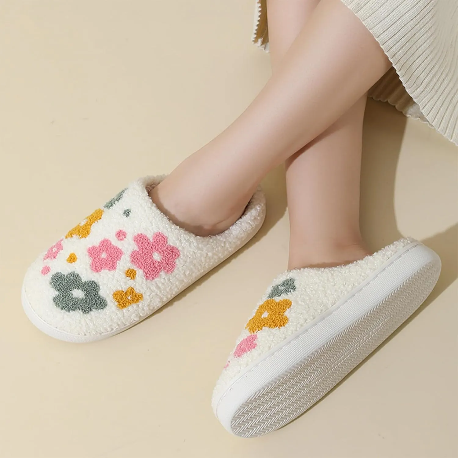 Cartoon Slippers for Women Men, Soft Fluffy Warm Lightweight Non-Slip Cute House Slippers Slip-On Cozy Indoor Outdoor Heart Meet Ne at Night Mushroom Cherry Strawberry Evil Eye Slippers