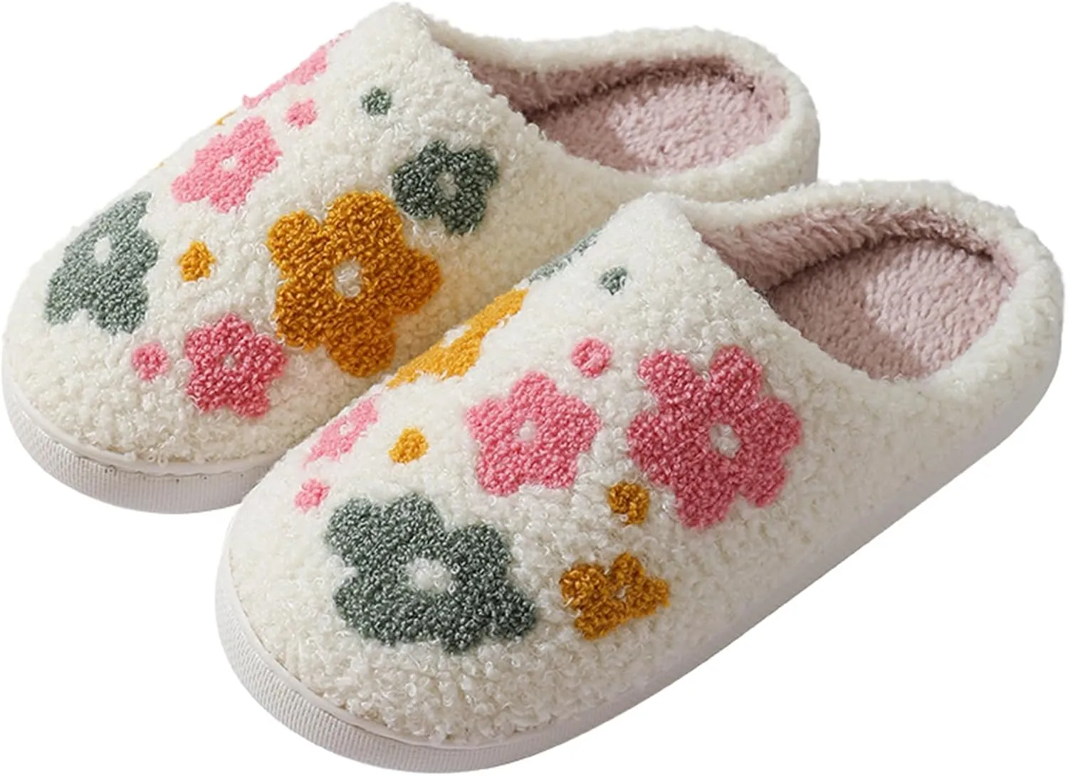 Cartoon Slippers for Women Men, Soft Fluffy Warm Lightweight Non-Slip Cute House Slippers Slip-On Cozy Indoor Outdoor Heart Meet Ne at Night Mushroom Cherry Strawberry Evil Eye Slippers