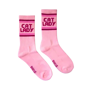 Cat Lady Striped Ribbed Crew Socks