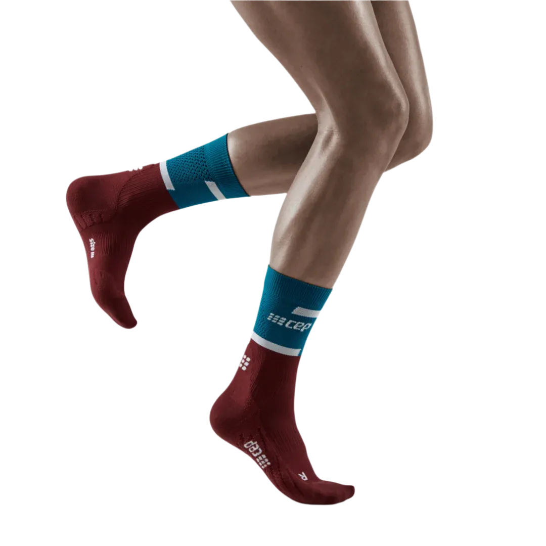 CEP | The Run Compression Socks 4.0 Mid-Cut | Men's | Petrol/Dark Red