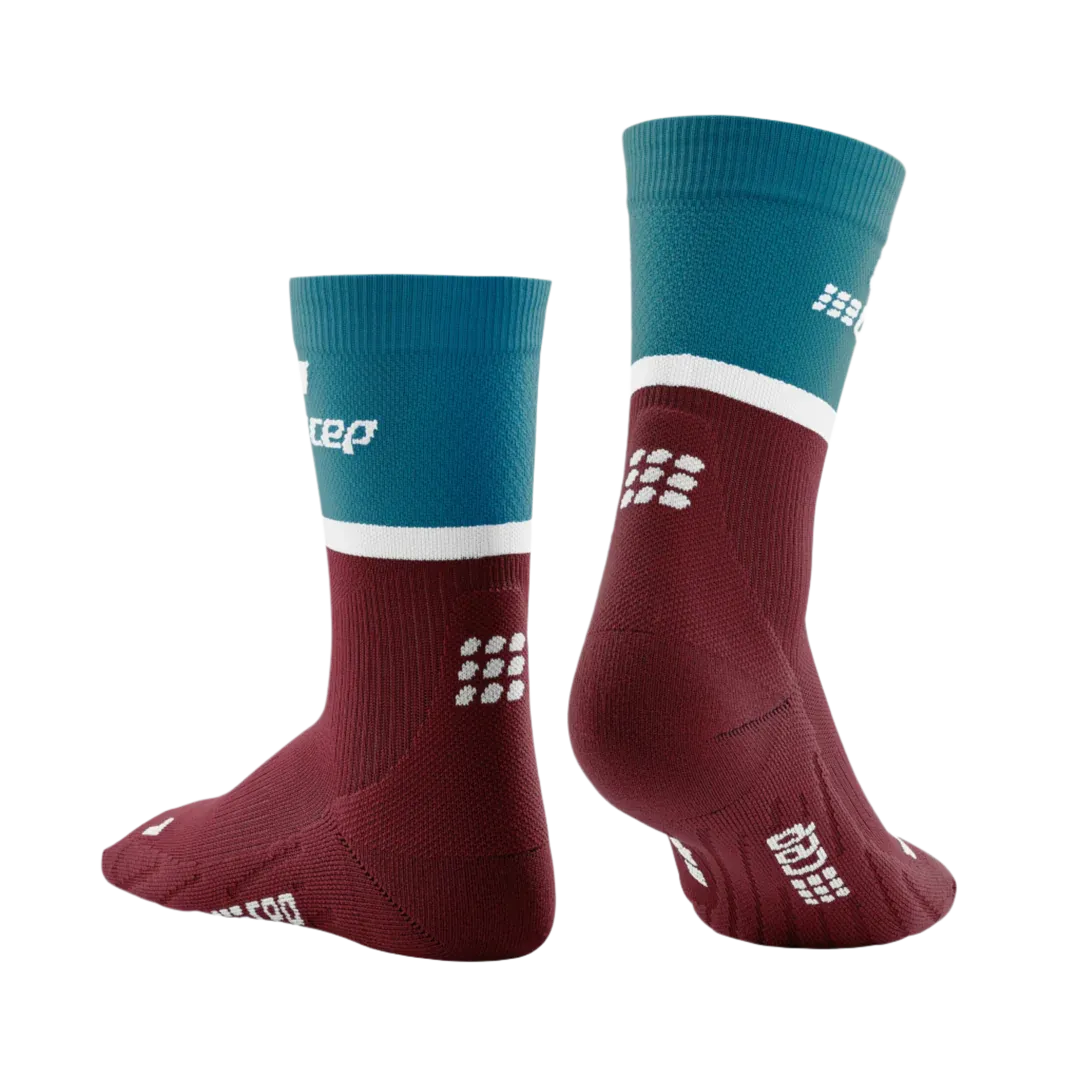 CEP | The Run Compression Socks 4.0 Mid-Cut | Men's | Petrol/Dark Red