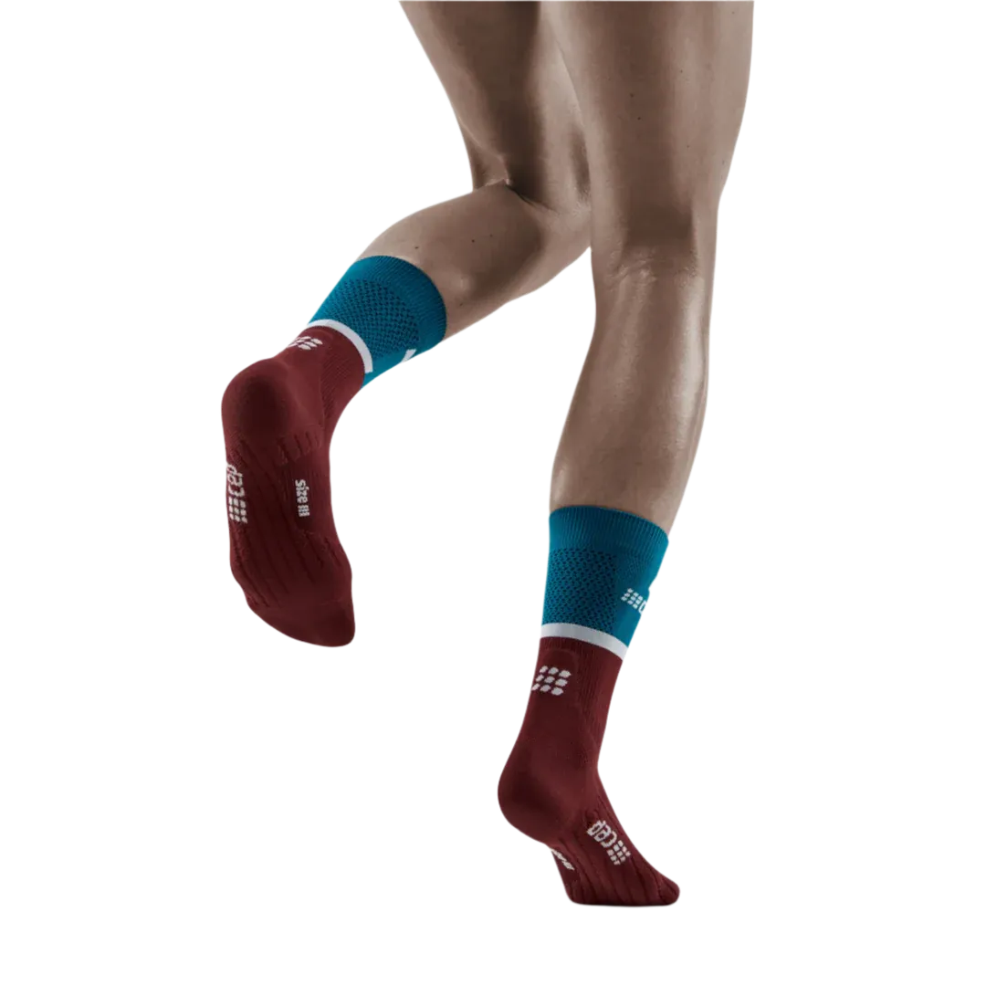 CEP | The Run Compression Socks 4.0 Mid-Cut | Men's | Petrol/Dark Red