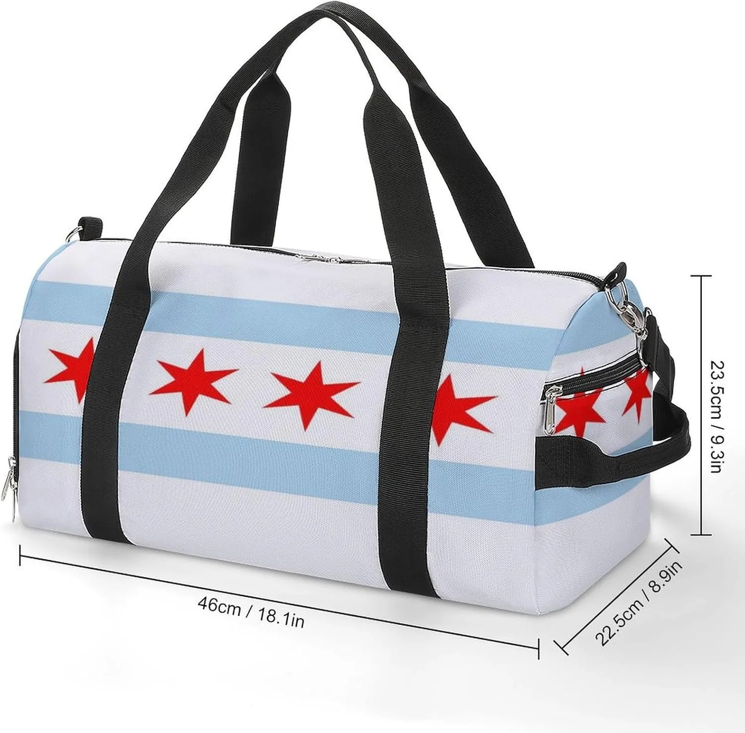 Chicago Flag Gym Bag-Workout Organizer with Water Resistant Compartments for Gym Lovers