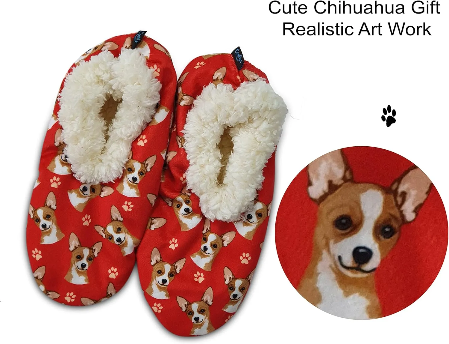 Chihuahua Super Soft Womens Slippers - One Size Fits Most - Cozy House Slippers - Non Skid Bottom - perfect for Chihuahua gifts