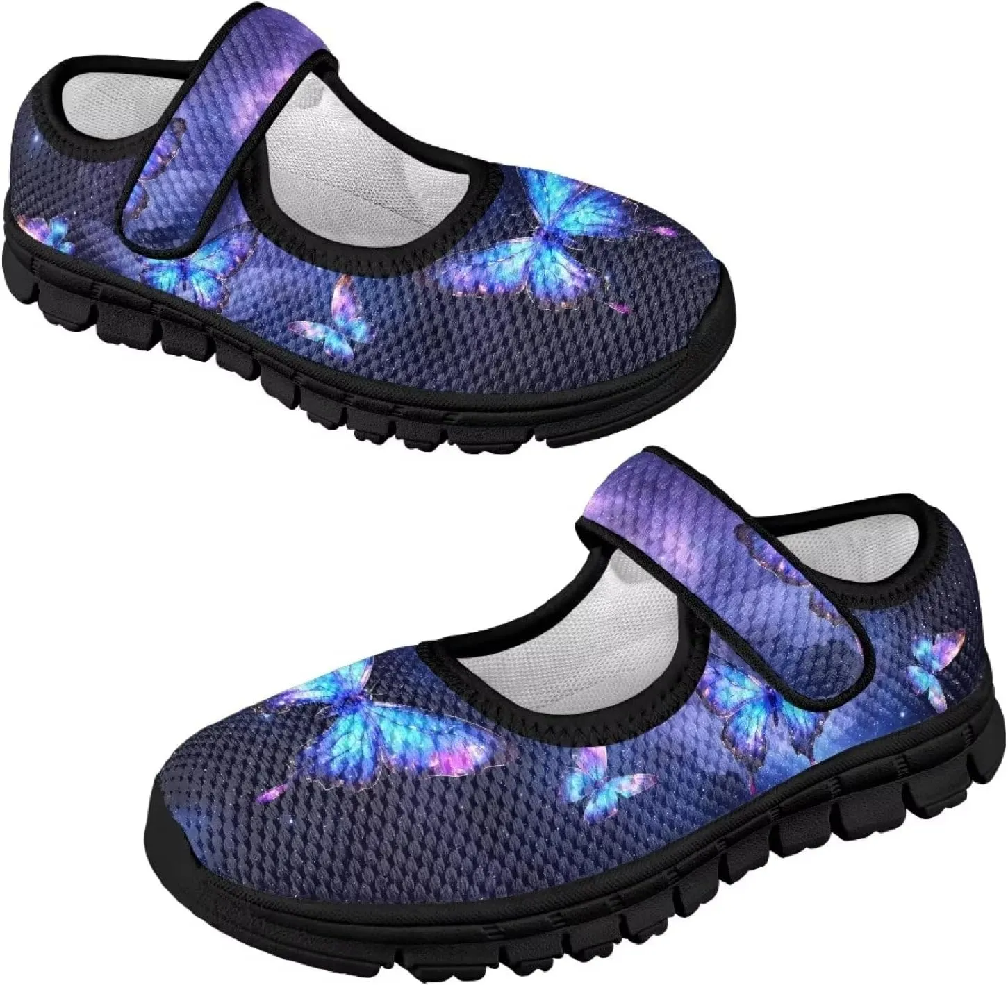 Children's Cartoon Single Buckle Sneaker,Girls Comfort Breathable Mesh Casual Shoes,Low-top Flat Shoes,Black Sole