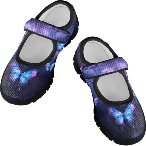 Children's Cartoon Single Buckle Sneaker,Girls Comfort Breathable Mesh Casual Shoes,Low-top Flat Shoes,Black Sole