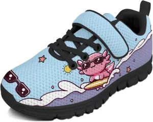 Children's Single Buckle Sneakers,Lightweight Fashion Tennis Shoes Anti-Skid Mesh Sneakers for Jogging Cycling