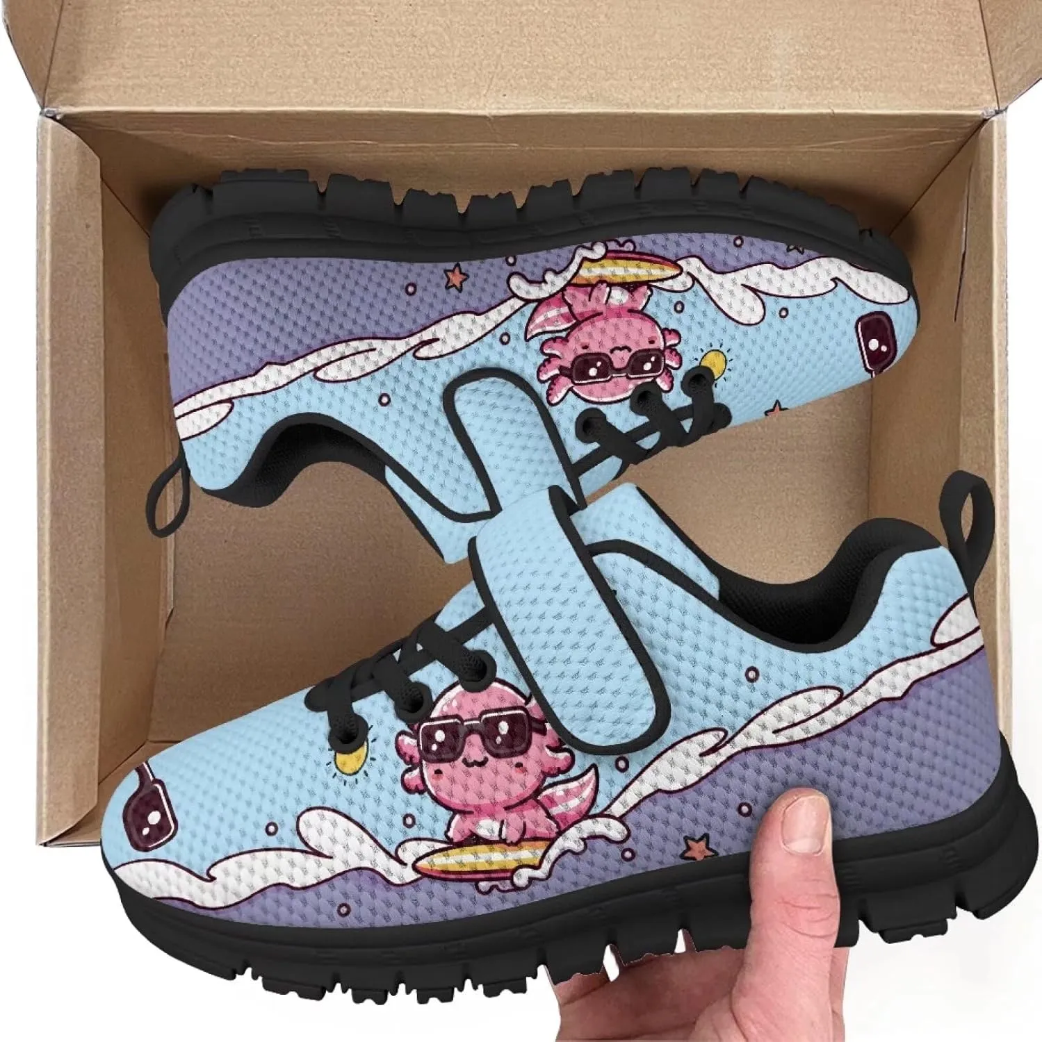 Children's Single Buckle Sneakers,Lightweight Fashion Tennis Shoes Anti-Skid Mesh Sneakers for Jogging Cycling