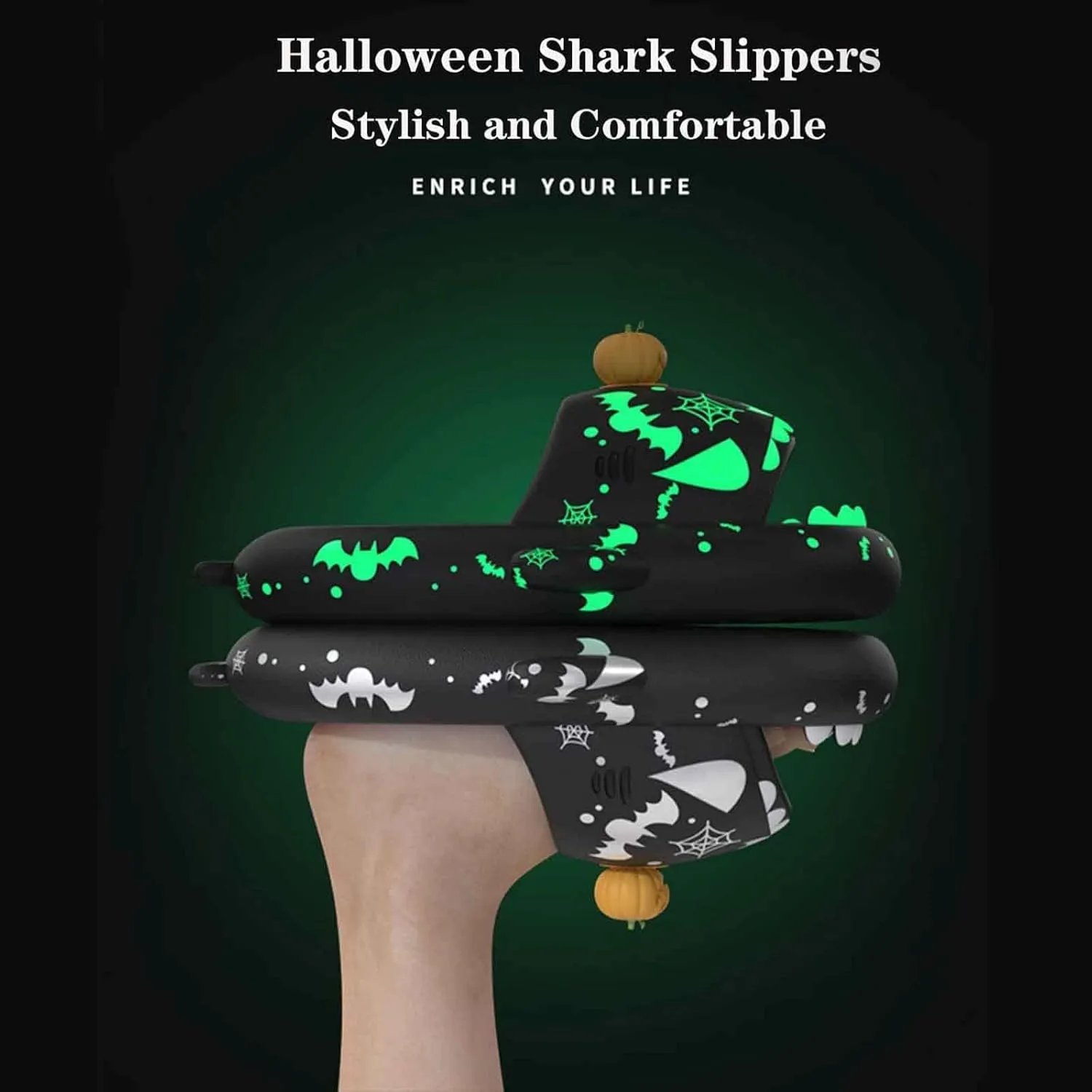 Christmas Shark Slides,Spooky Shark Slides Glow In The Dark For Men Women,Cozy Santa Shark Slides Cloud Shark Slippers