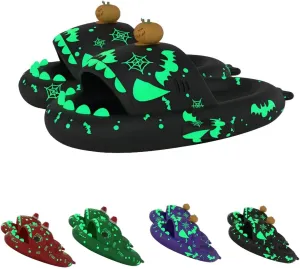 Christmas Shark Slides,Spooky Shark Slides Glow In The Dark For Men Women,Cozy Santa Shark Slides Cloud Shark Slippers