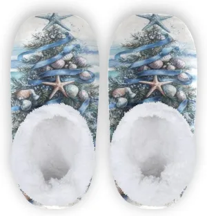 Christmas Trees Seaside House Slippers for Women Men Non-Slip Soft Sole Comfy Slippers