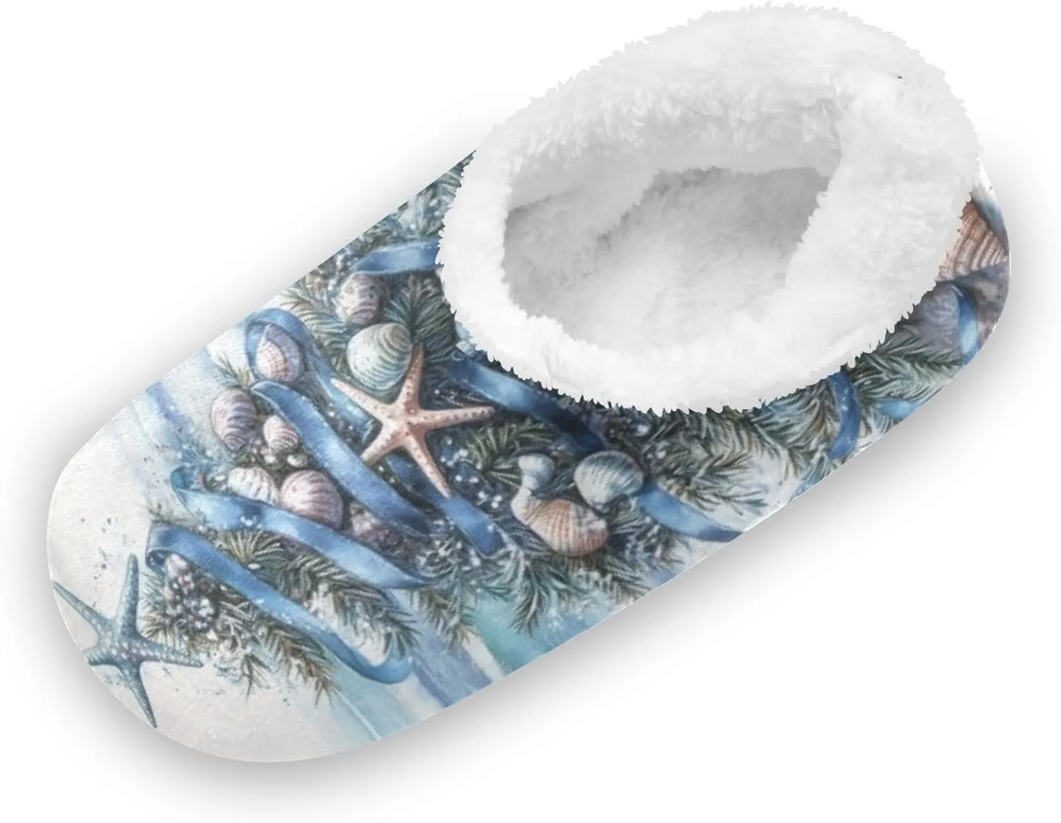 Christmas Trees Seaside House Slippers for Women Men Non-Slip Soft Sole Comfy Slippers