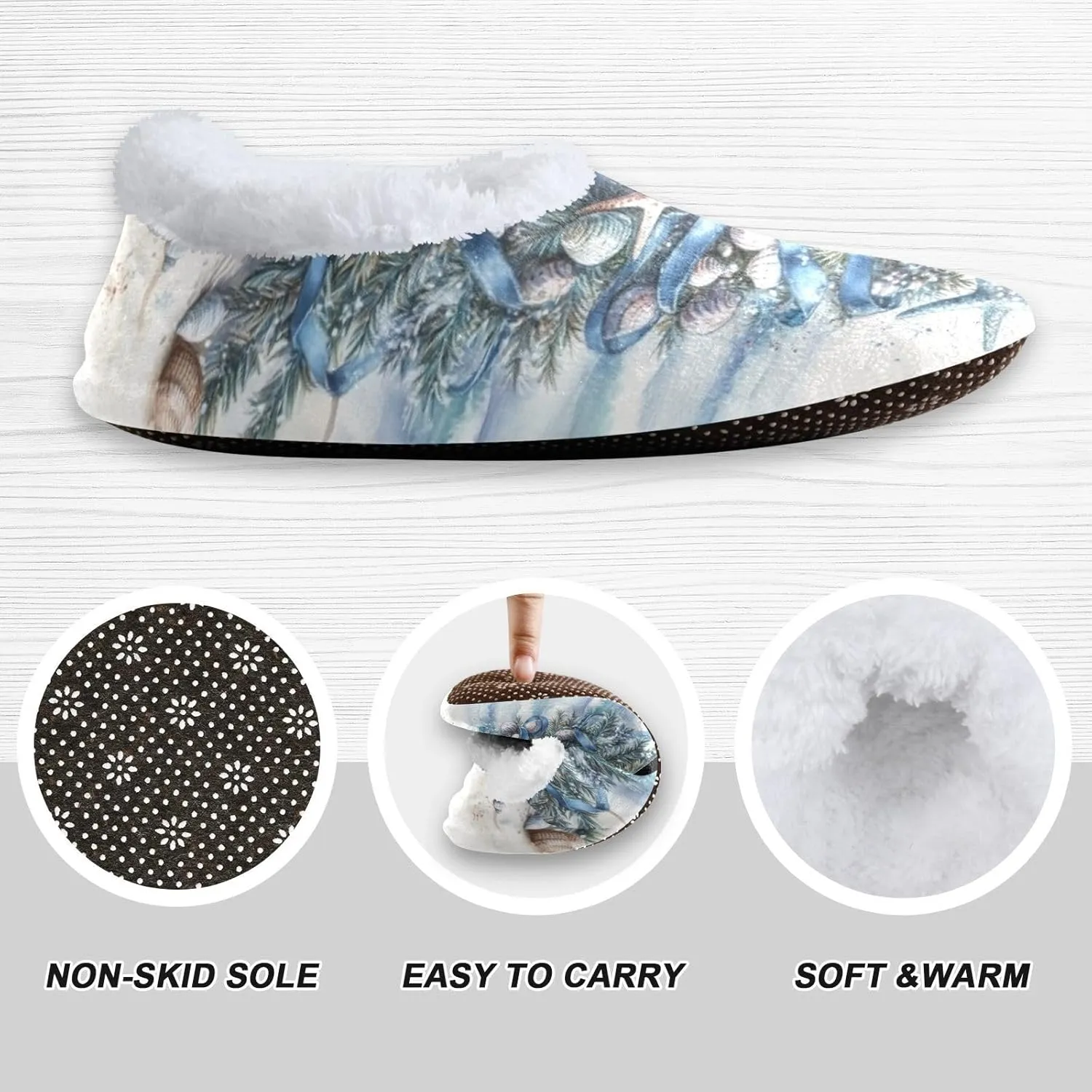 Christmas Trees Seaside House Slippers for Women Men Non-Slip Soft Sole Comfy Slippers