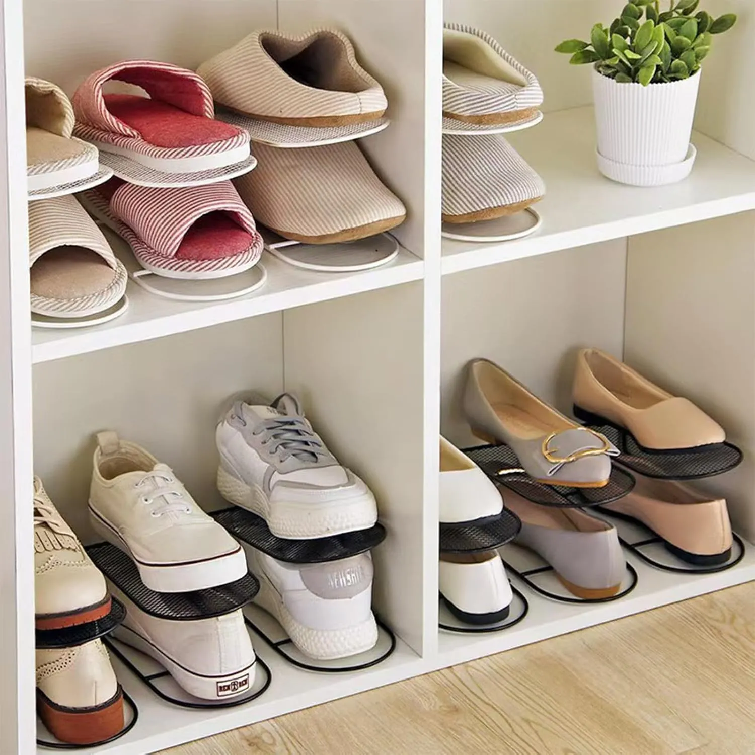 CiBiZi Shoe Slots Organizer Shoe Space Saver Organizador de Zapatos Metal Shoe Stackers for a Pair of Shoes Double Layer Shoe Holder Shoe Storage Closet Organizers 12PACK Black