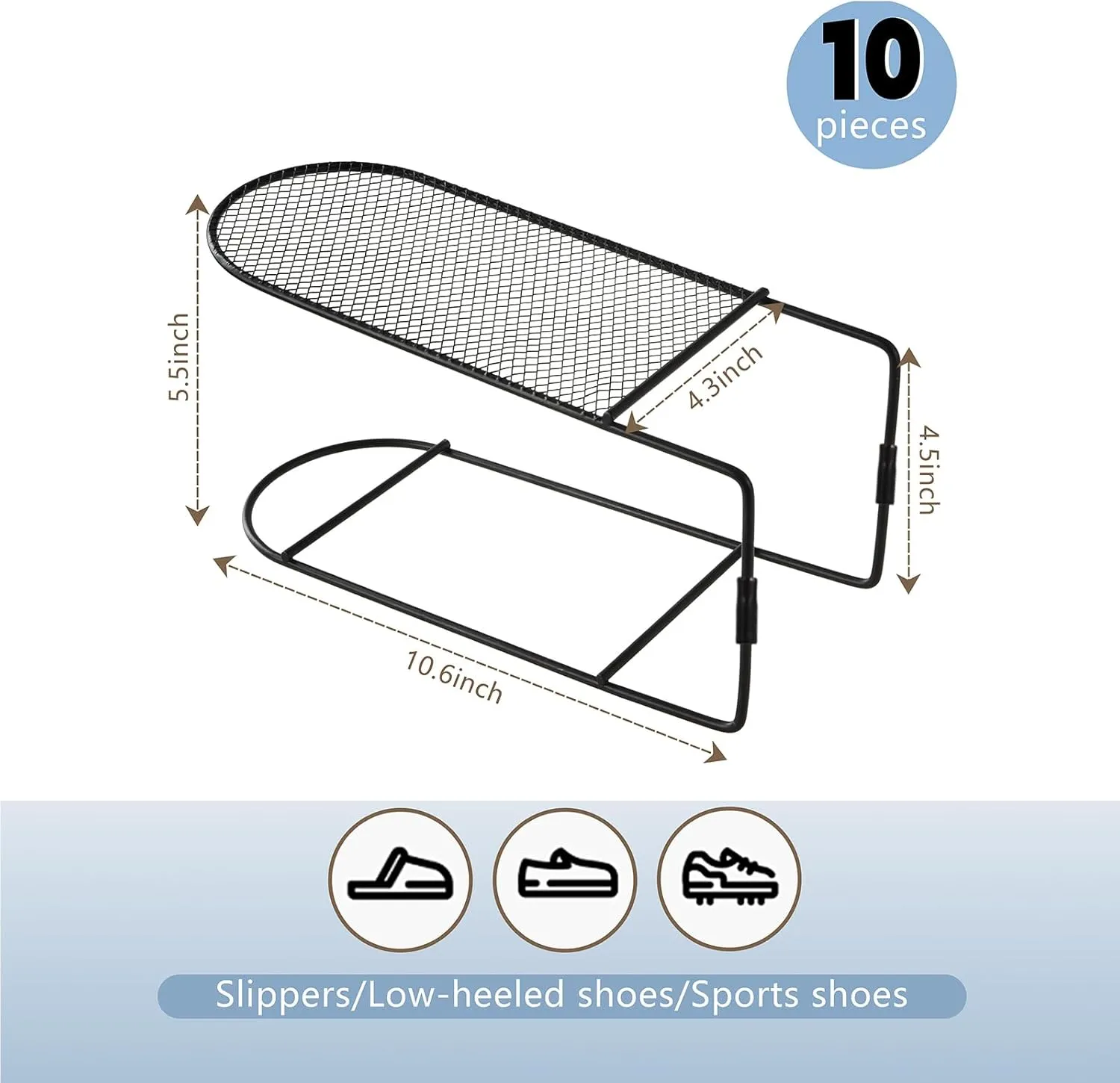 CiBiZi Shoe Slots Organizer Shoe Space Saver Organizador de Zapatos Metal Shoe Stackers for a Pair of Shoes Double Layer Shoe Holder Shoe Storage Closet Organizers 12PACK Black