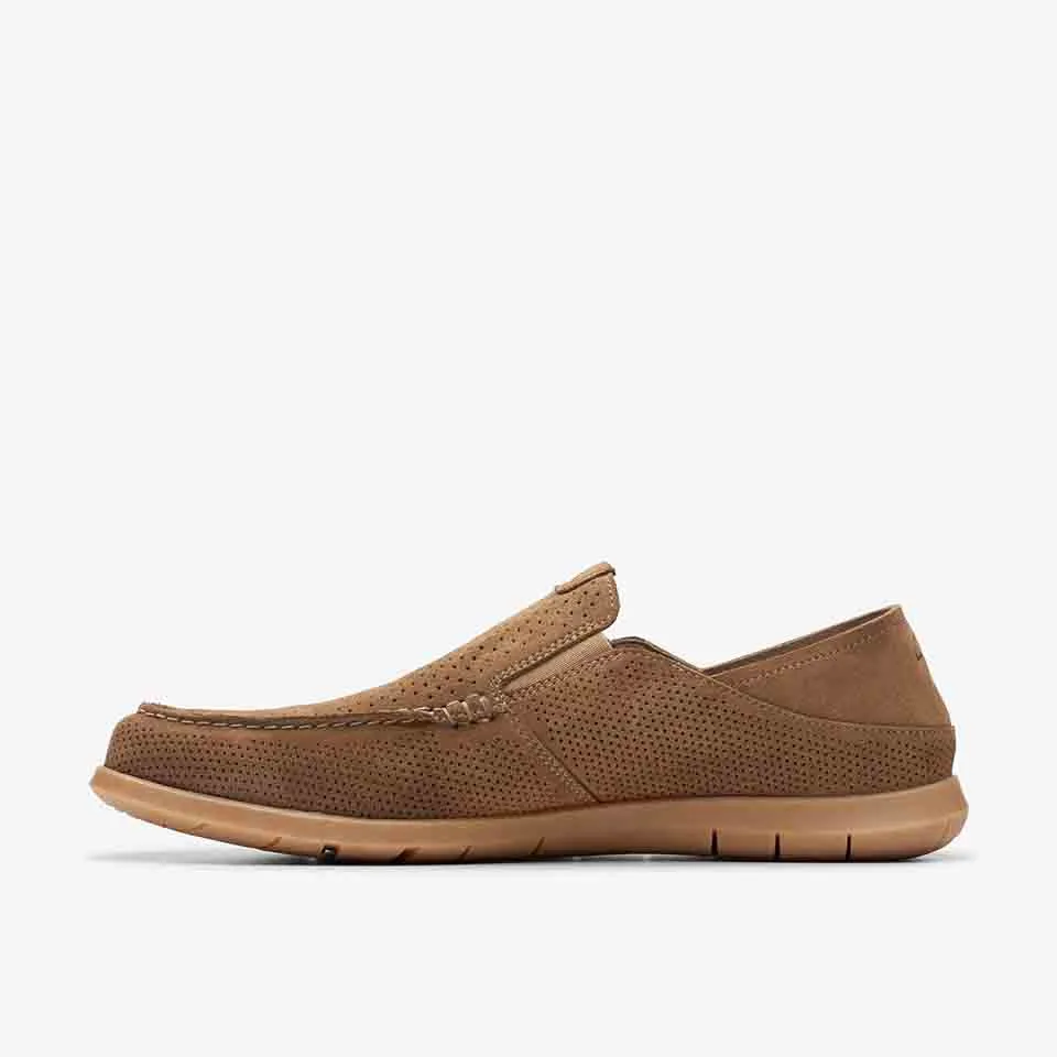 Clarks Men's Flexway Easy Light Tan | Dark Grey Suede
