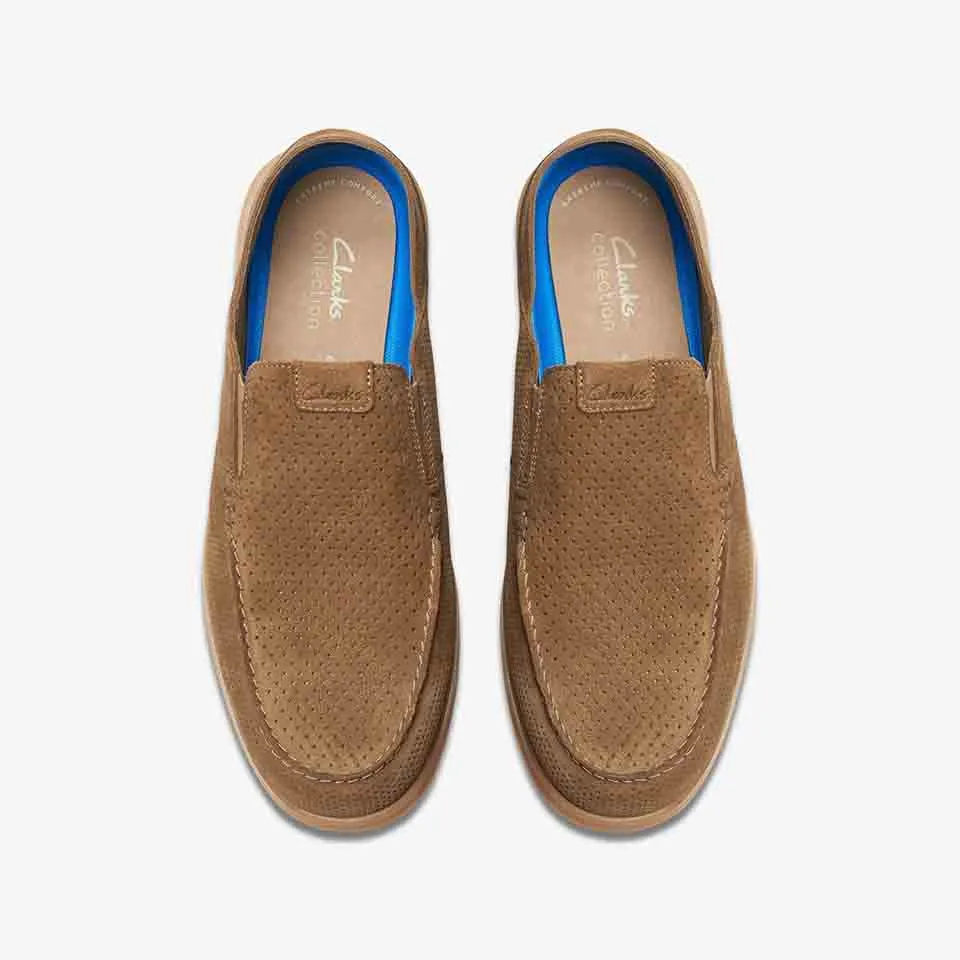 Clarks Men's Flexway Easy Light Tan | Dark Grey Suede