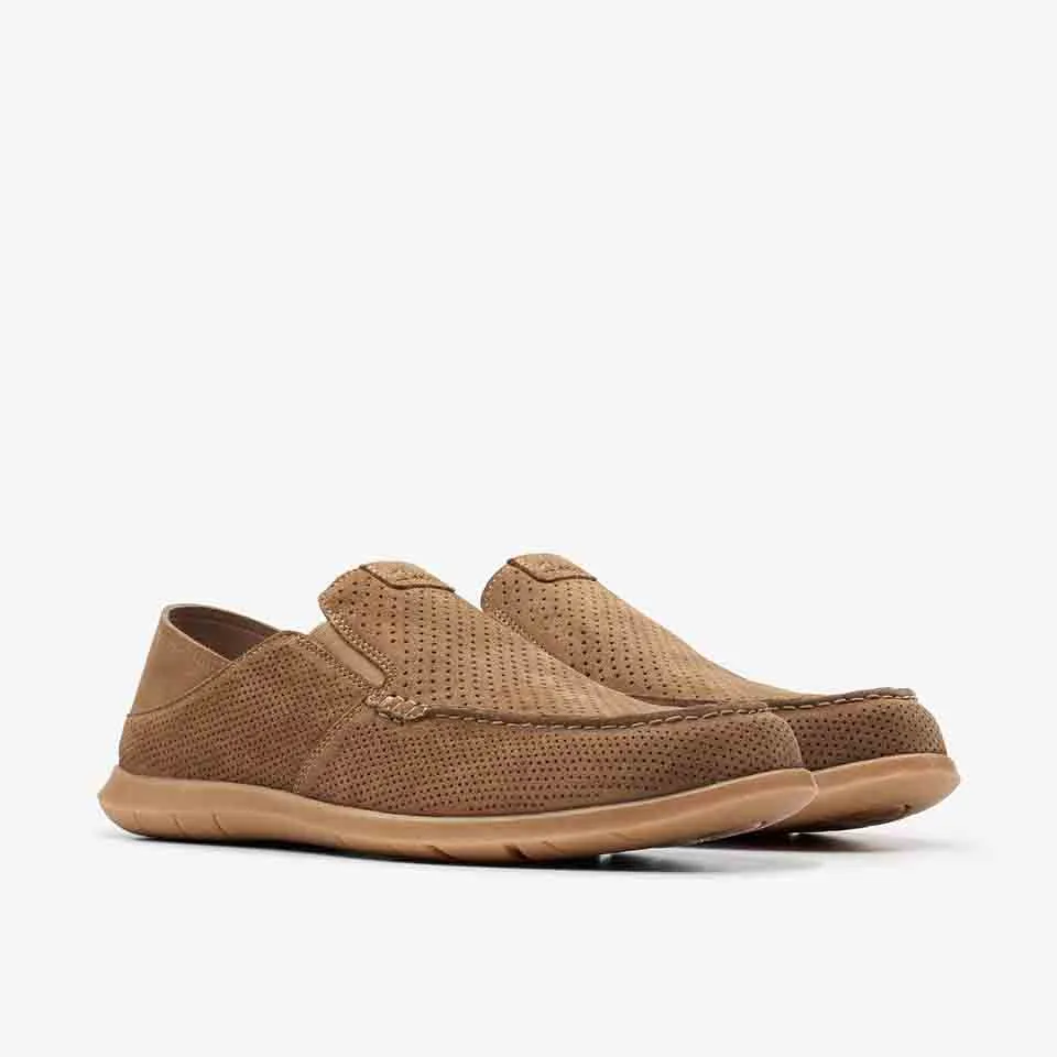 Clarks Men's Flexway Easy Light Tan | Dark Grey Suede