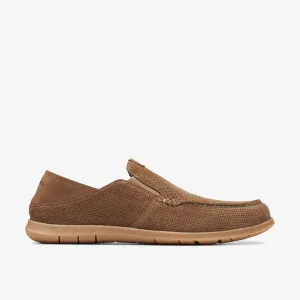 Clarks Men's Flexway Easy Light Tan | Dark Grey Suede