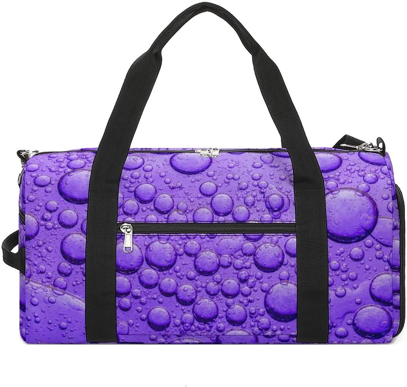 Close Up of Purple Bubble Fitness Large Gym Bag for Unisex with Shoe Compartment & Wet Pocket