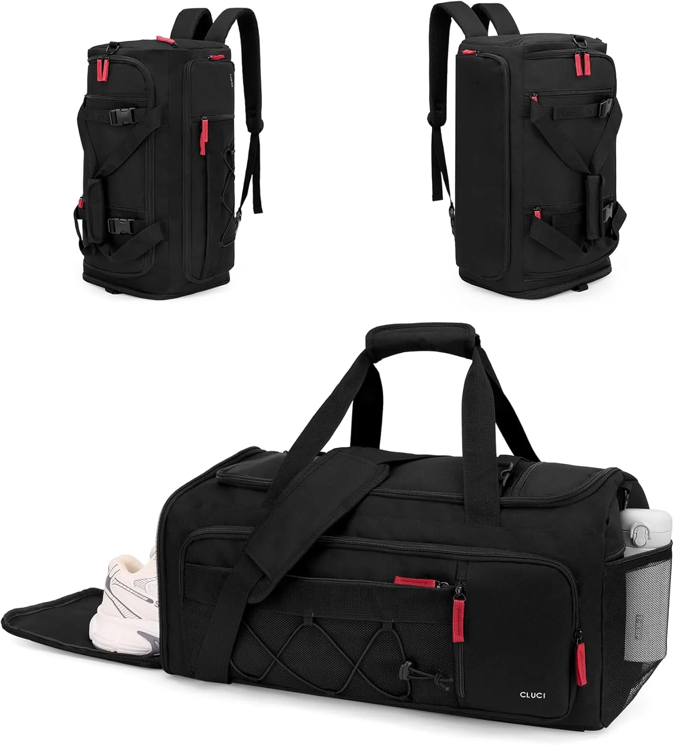 CLUCI Gym Bag for Men & Women, Travel Duffle Sports Duffel Bag Gym Weekender Overnight Backpack with Shoe Compartment