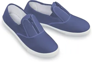 Collections Etc Easy-to-Wear Stretch Zip-Up Padded Insole Sneakers Navy