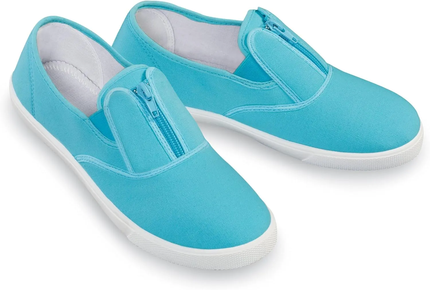 Collections Etc Easy-to-Wear Stretch Zip-Up Padded Insole Sneakers