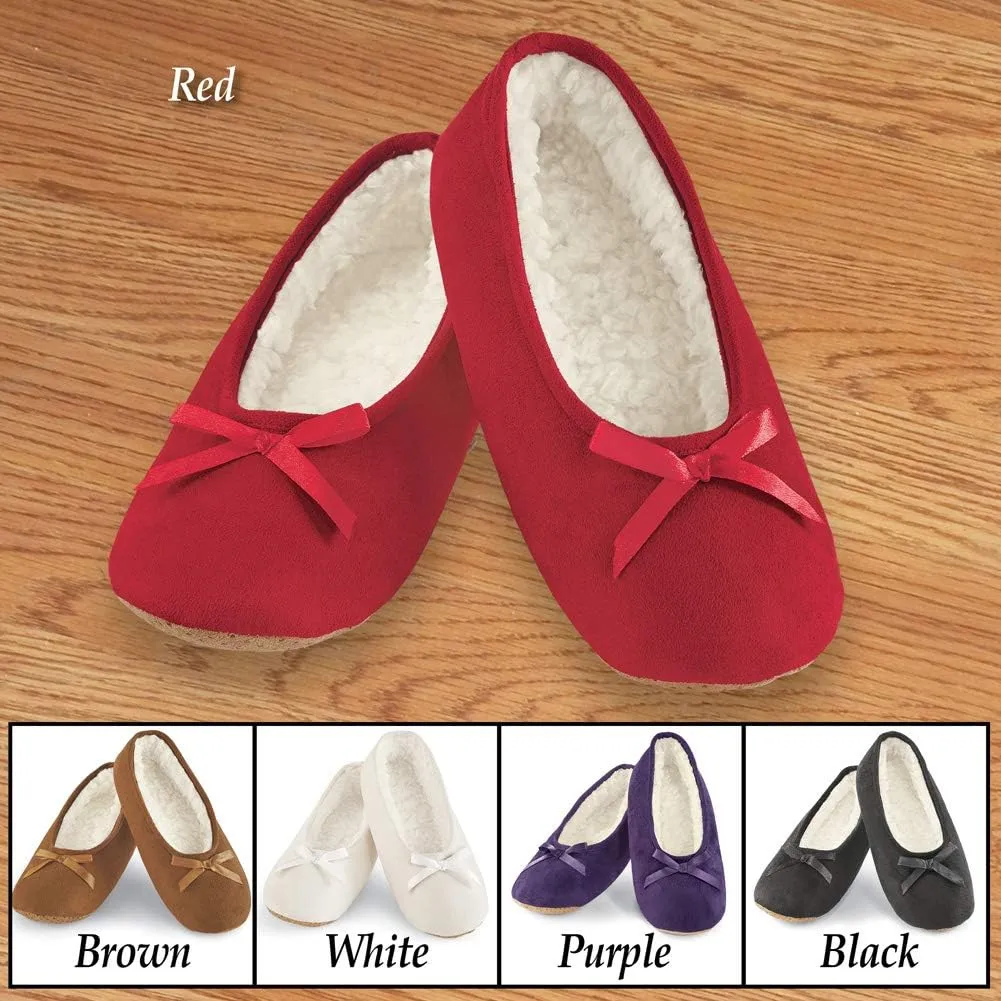 Collections Etc Faux Suede Cozy Ballerina Slippers