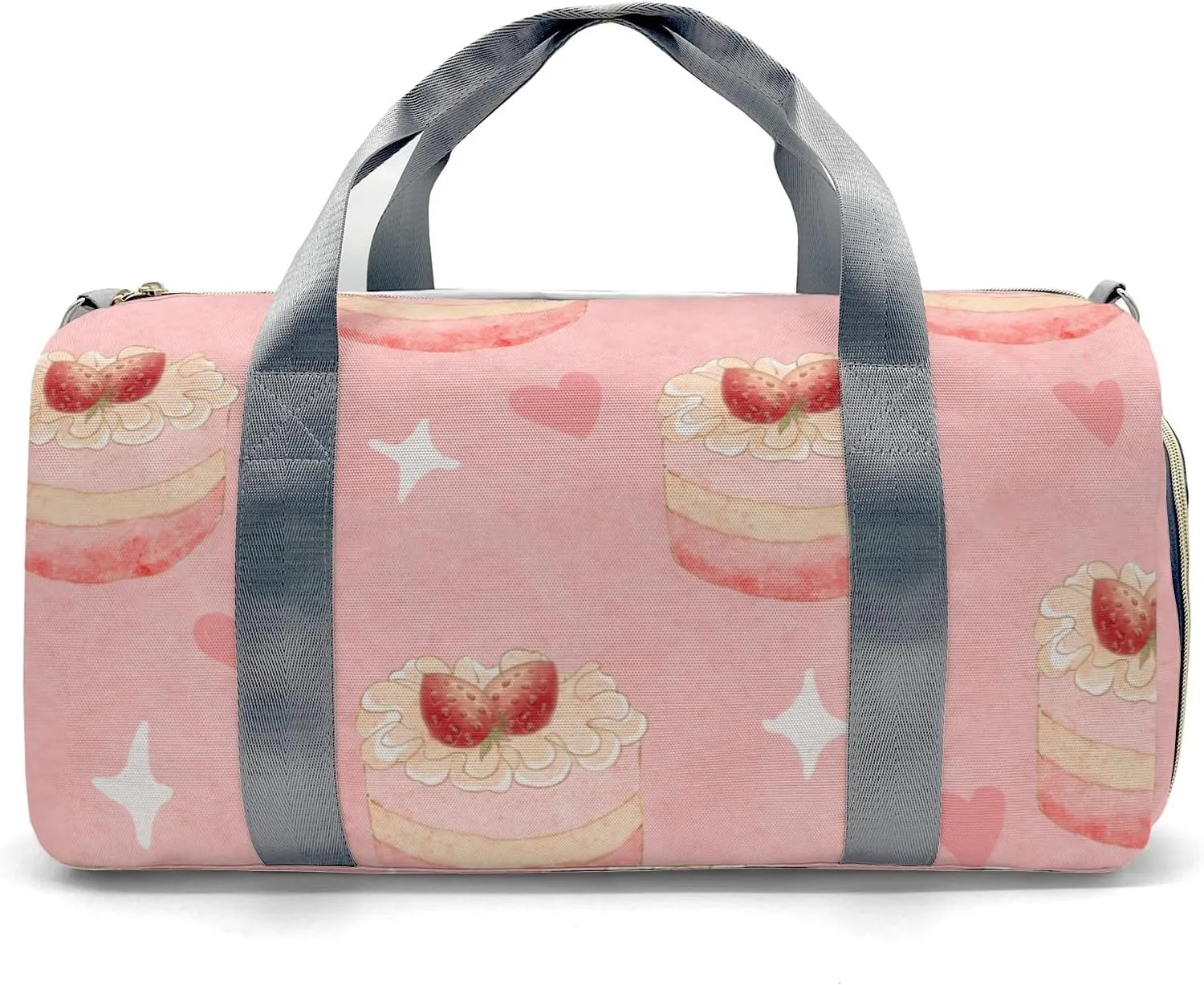 Colorful Cake Dessert Personalized Duffel Bag,Custom Travel Gym Bag with Name,Waterproof Sports Overnight Bag with Shoe Compartment & Shoulder Strap
