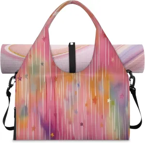 Colorful meteor Women's Yoga Gym Bag - Adjustable shoulder strap with shoe compartment, large gym bag with multiple pockets for yoga mat, gym equipment and travel accessories