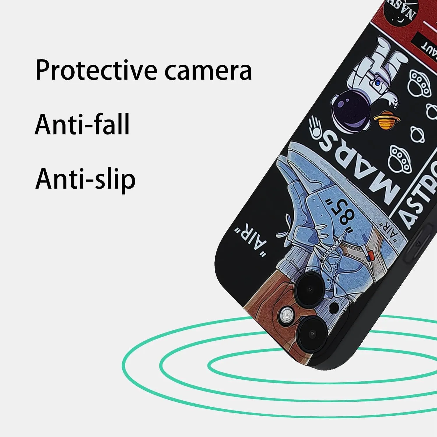 Compatible for iPhone 14 Case Soft Silicone Anti Scratch Shockproof Sports Astronaut Phone Case Suitable for Cool Case for iPhone 14 Suitable for Teenagers Boys Girls 6.1 Inches