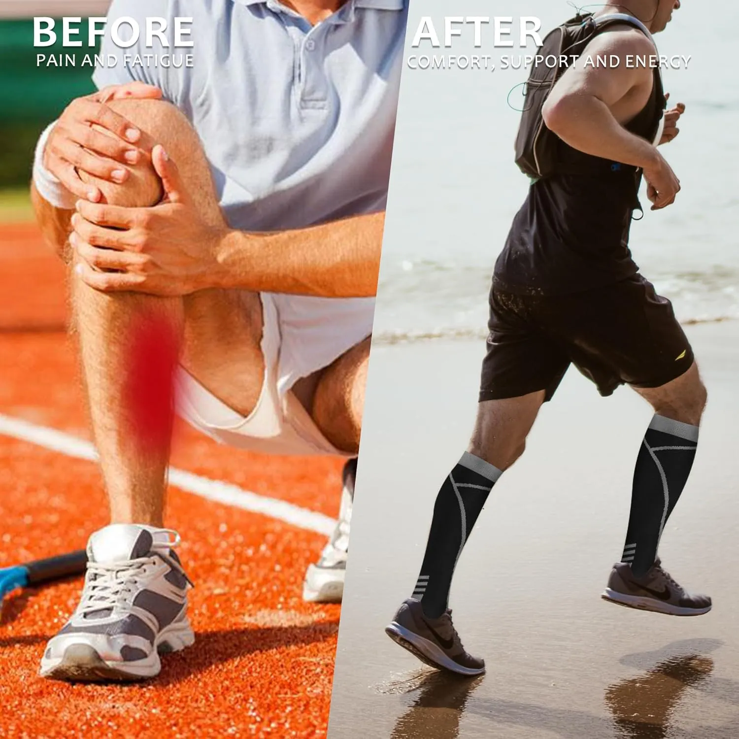 Compression Socks for Women Men Circulation Knee High 8 Pairs for Nurses, Running, Travel, Athletic