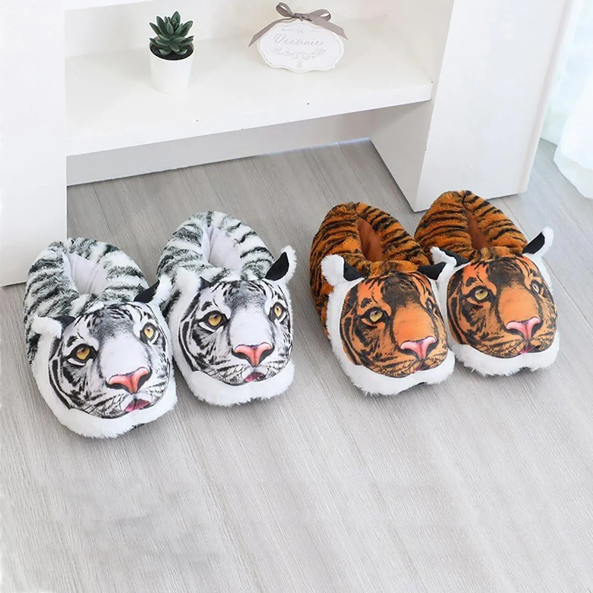 Cotton Hippo Slippers - Adult & Children Plush Animal Slippers - Gray