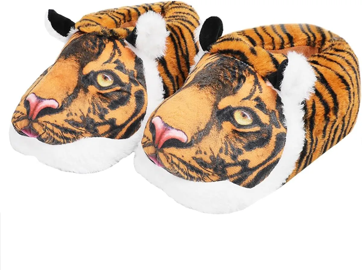 Cotton Hippo Slippers - Adult & Children Plush Animal Slippers - Gray