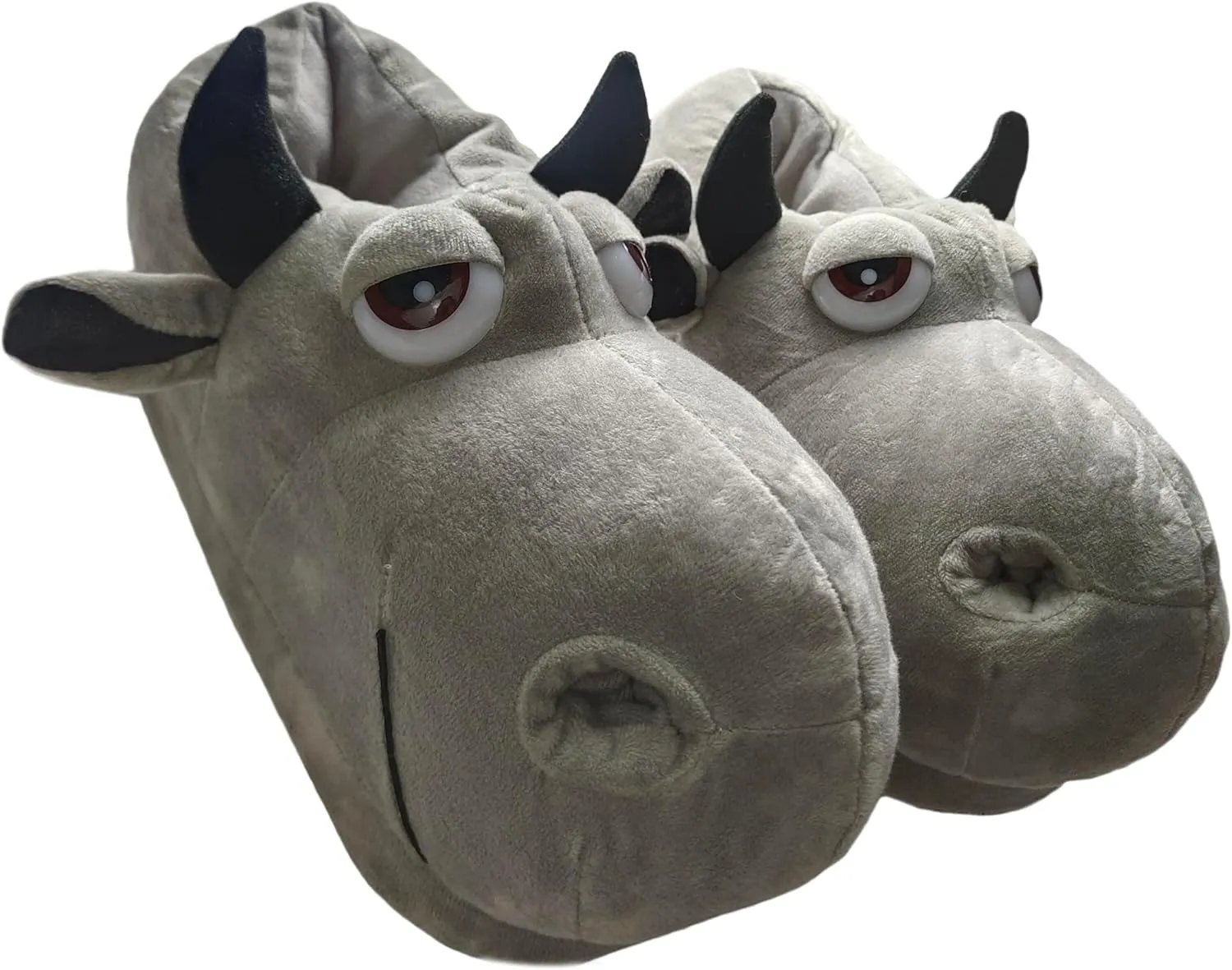 Cotton Hippo Slippers - Adult & Children Plush Animal Slippers - Gray