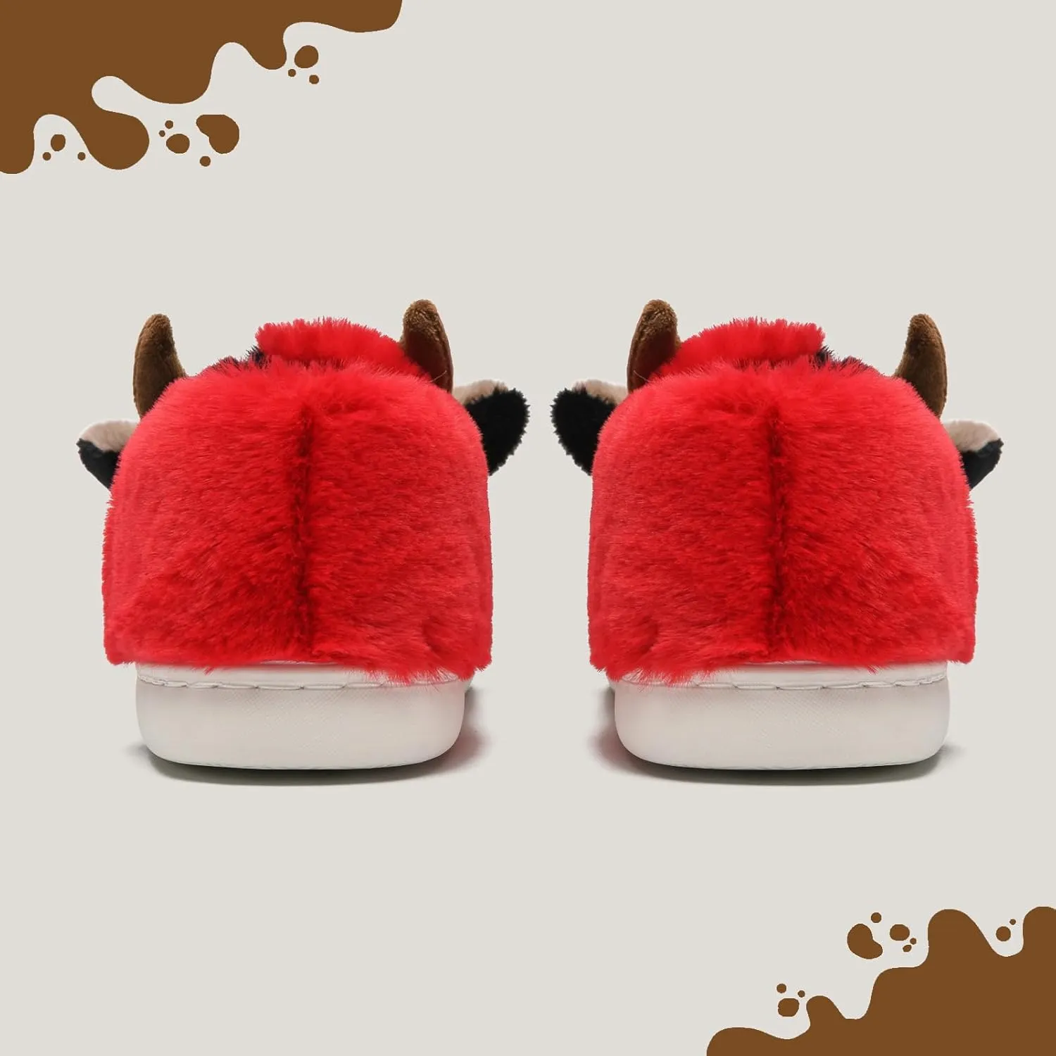 Cow Slippers for Women Men, Fluffy Cute Memory Foam Lightweight House Shoes Cozy Cartoon Slippers with Polar Fleece Lining Funny Furry Kawaii Bedroom Indoor and Outdoor