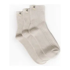Cozy Earth The Plush Modern Crew Sock ~ Set of 3 Creme Socks