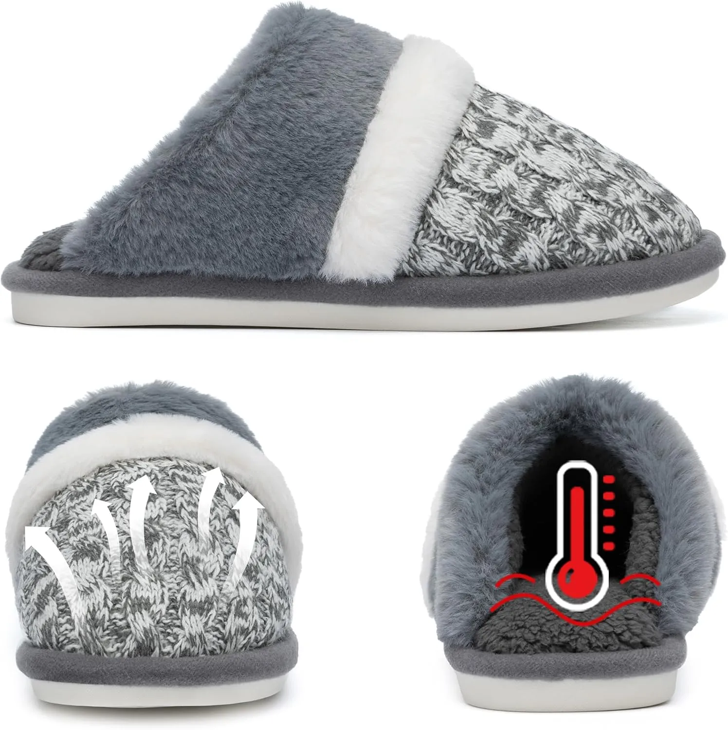 Cozy Slippers for Women Indoor and Outdoor Fuzzy House Shoes with Memory Foam Anti-Skid Sole Gifts for Women Mom Ladies