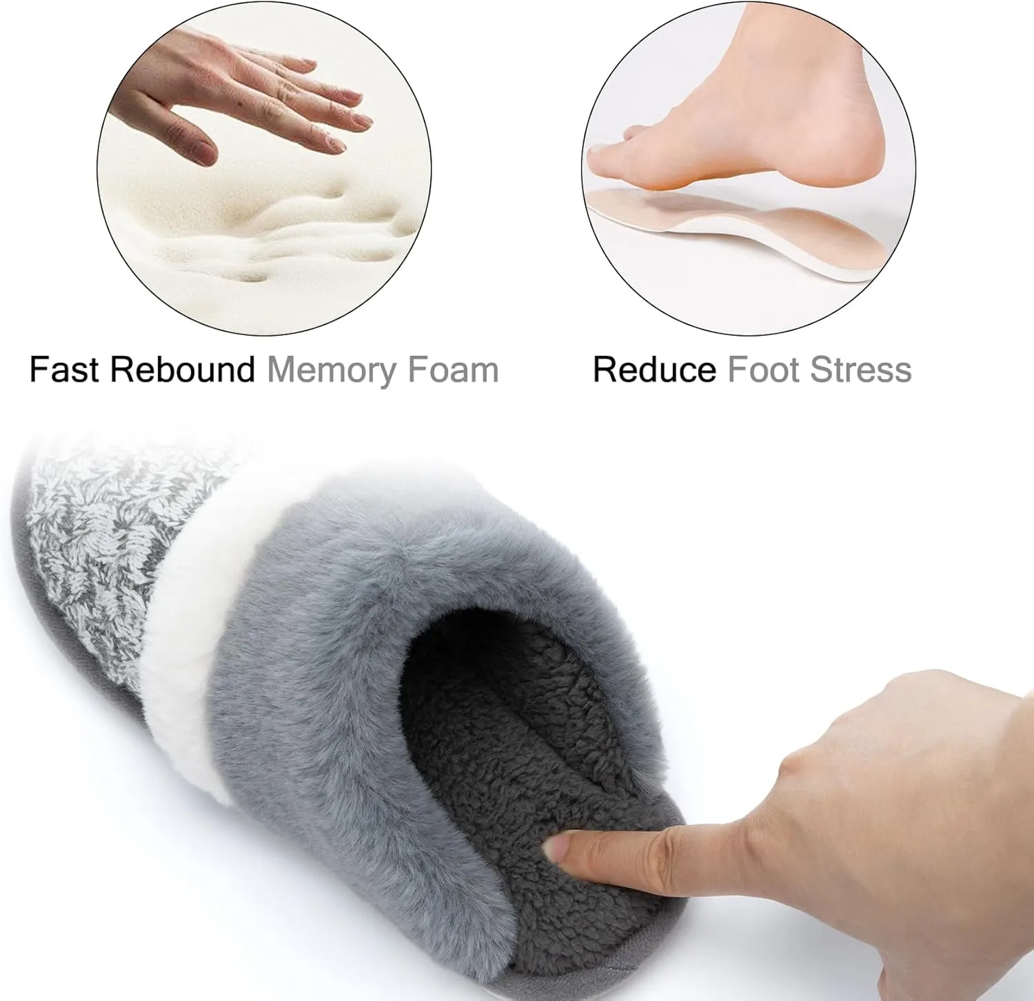 Cozy Slippers for Women Indoor and Outdoor Fuzzy House Shoes with Memory Foam Anti-Skid Sole Gifts for Women Mom Ladies