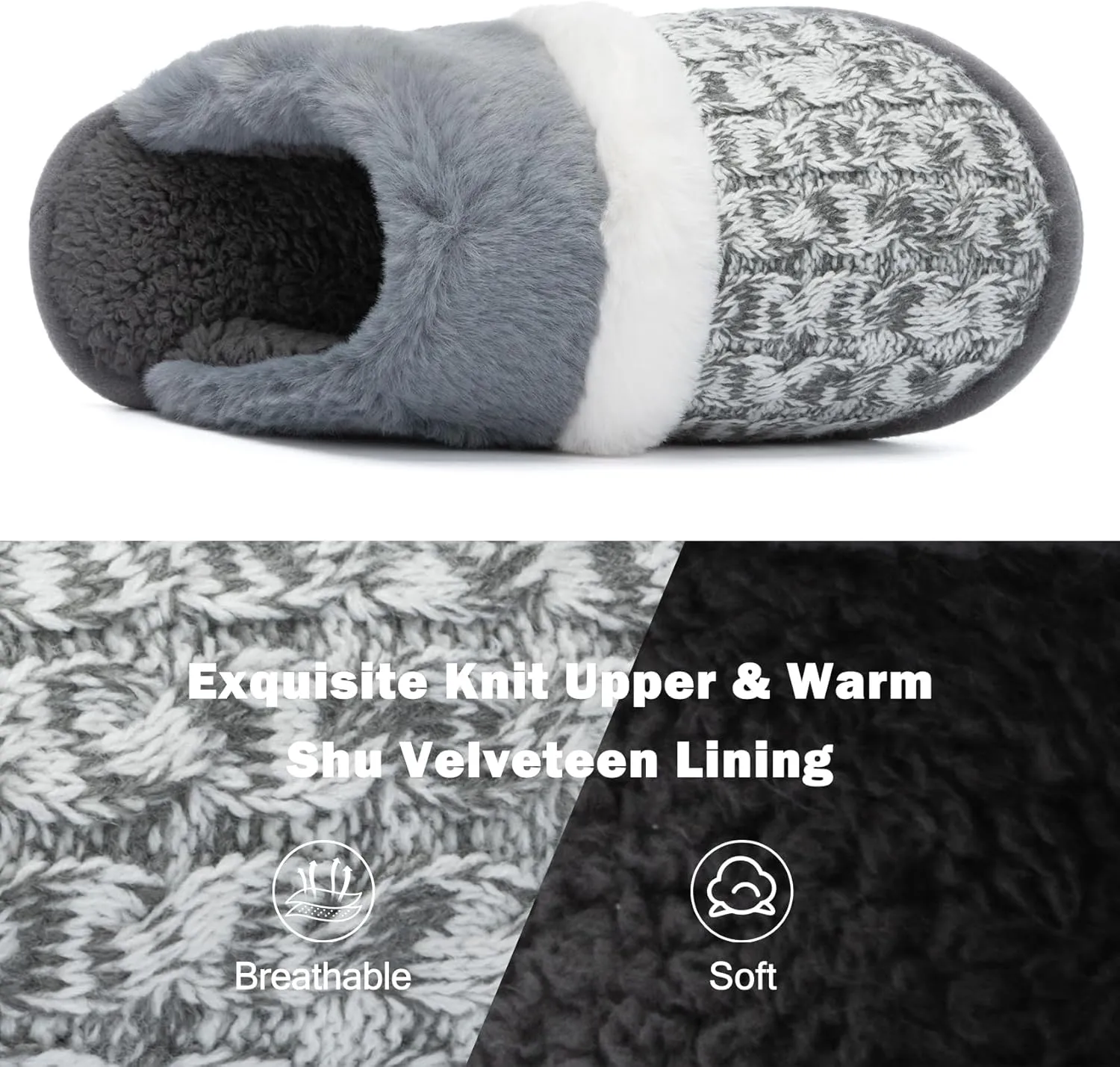 Cozy Slippers for Women Indoor and Outdoor Fuzzy House Shoes with Memory Foam Anti-Skid Sole Gifts for Women Mom Ladies