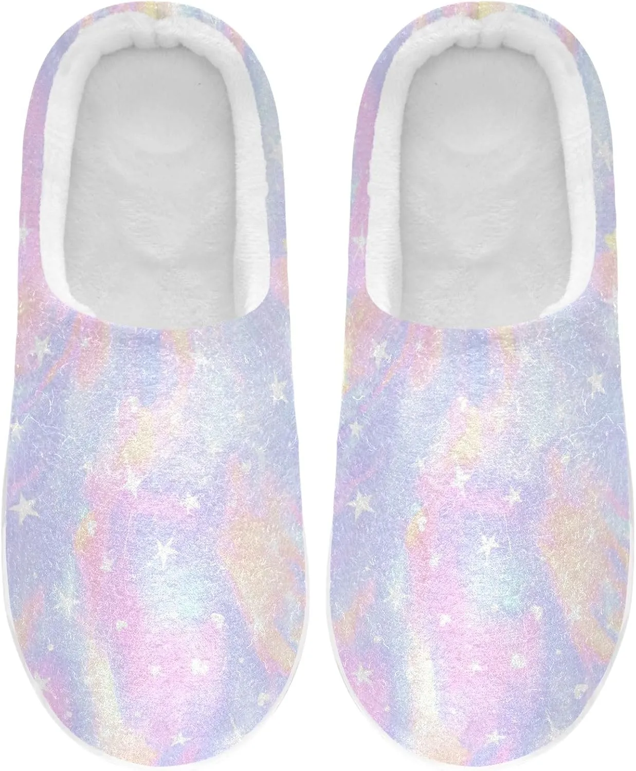 Cozy Slippers Tie Dye Rainbow Pink, Soft Home Slippers for Men with Memory Foam, Lightweight Non-Slip