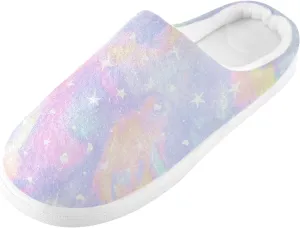 Cozy Slippers Tie Dye Rainbow Pink, Soft Home Slippers for Men with Memory Foam, Lightweight Non-Slip
