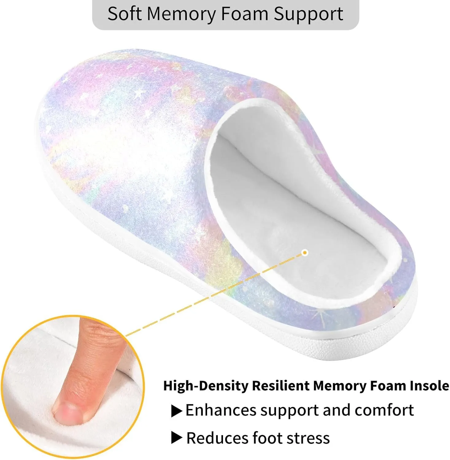 Cozy Slippers Tie Dye Rainbow Pink, Soft Home Slippers for Men with Memory Foam, Lightweight Non-Slip