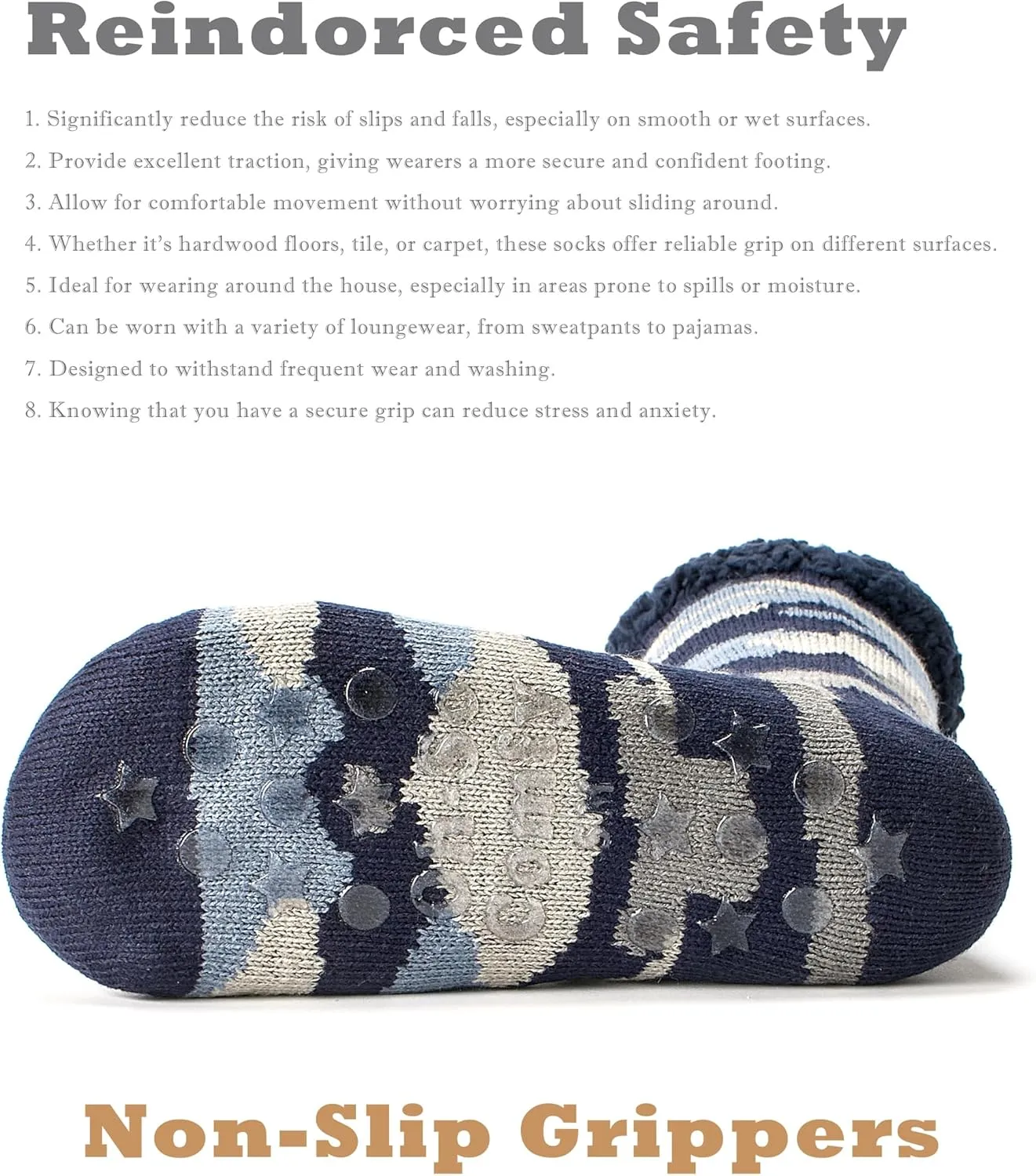 Cozylook Men's Fuzzy Slipper Socks - Non-Slip Grips, Thermal Winter Socks, Plush Sherpa Lined, Gifts & Stocking Stuffers